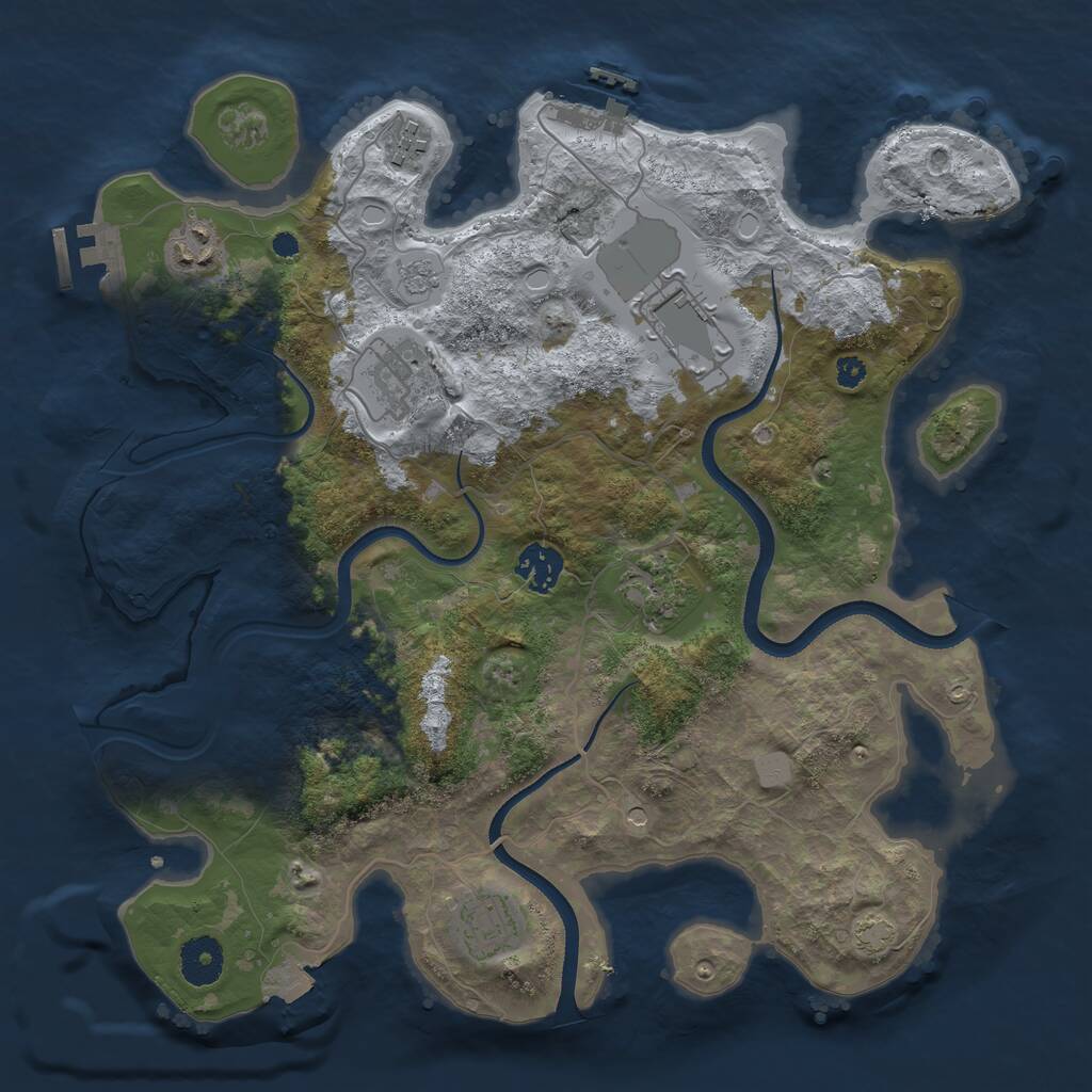 Rust Map: Procedural Map, Size: 3500, Seed: 505134886, 13 Monuments