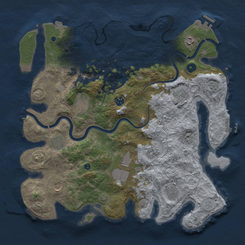 Rust Map: Procedural Map, Size: 3950, Seed: 87343249, 16 Monuments