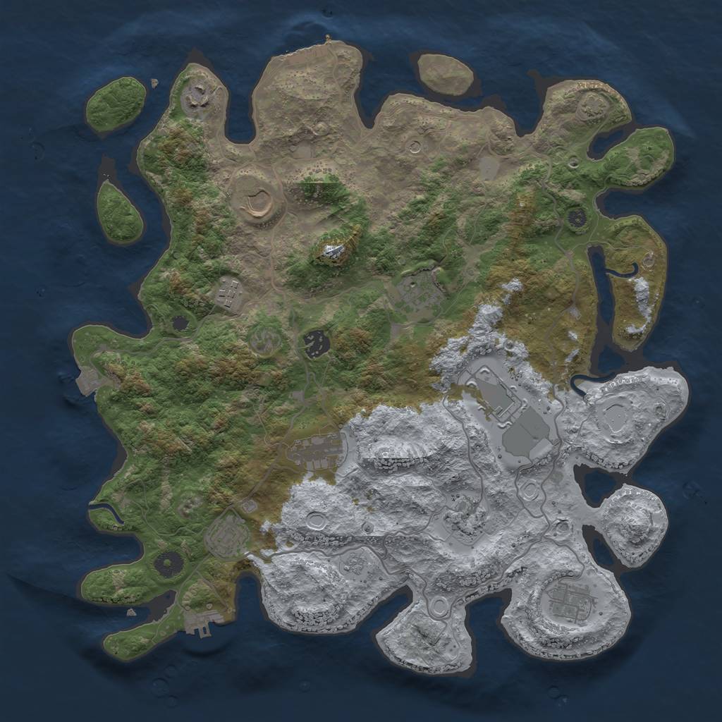 Rust Map: Procedural Map, Size: 4000, Seed: 2033122498, 18 Monuments