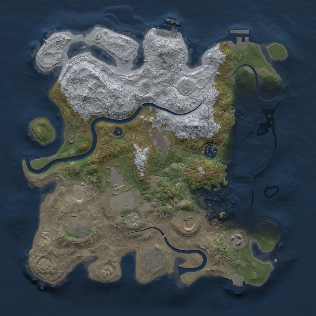 Rust Map: Procedural Map, Size: 3500, Seed: 107953471, 14 Monuments