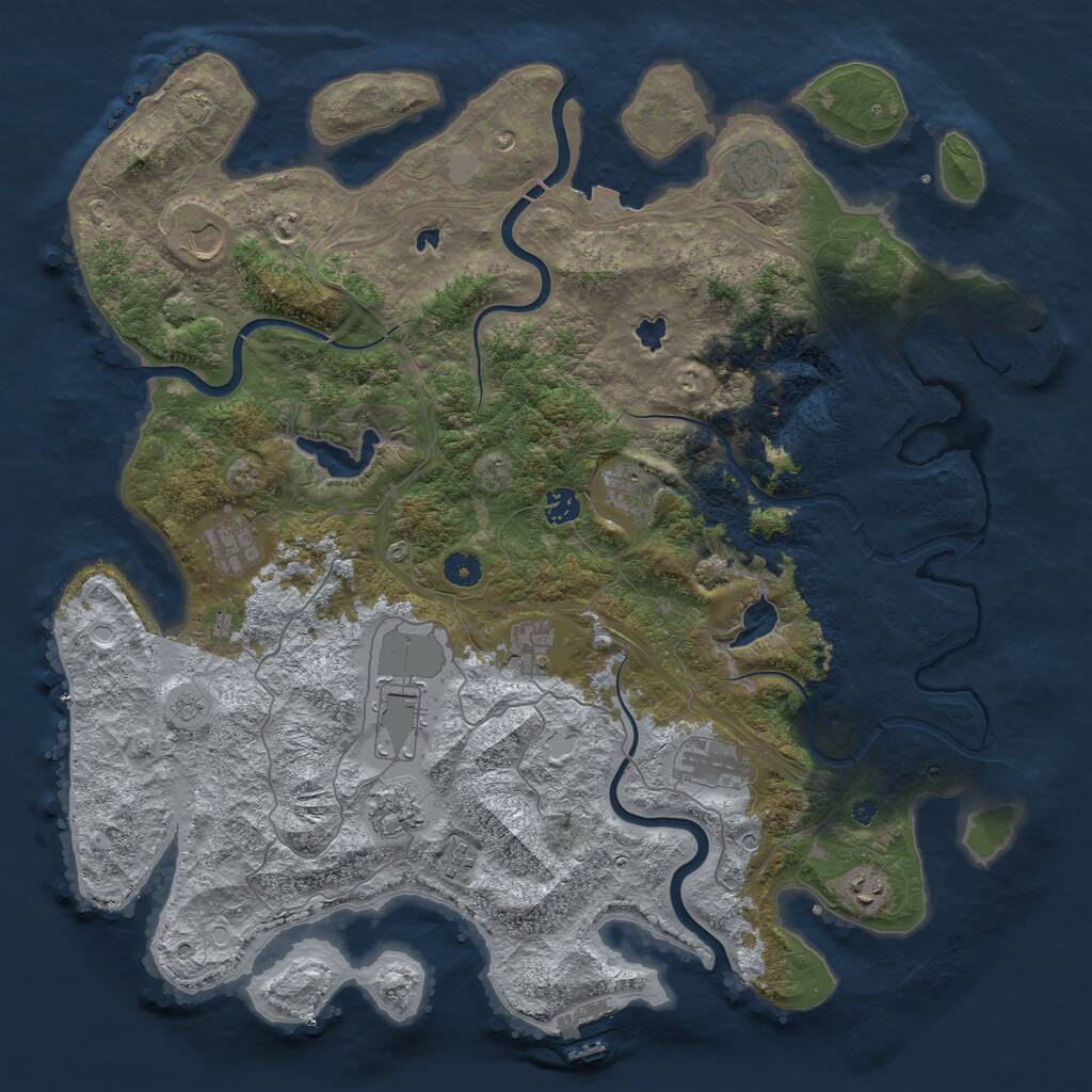 Rust Map: Procedural Map, Size: 4500, Seed: 34518, 17 Monuments