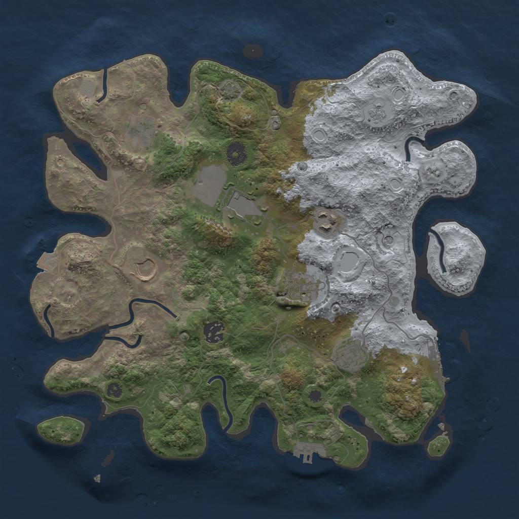 Rust Map: Procedural Map, Size: 3500, Seed: 1979081140, 15 Monuments