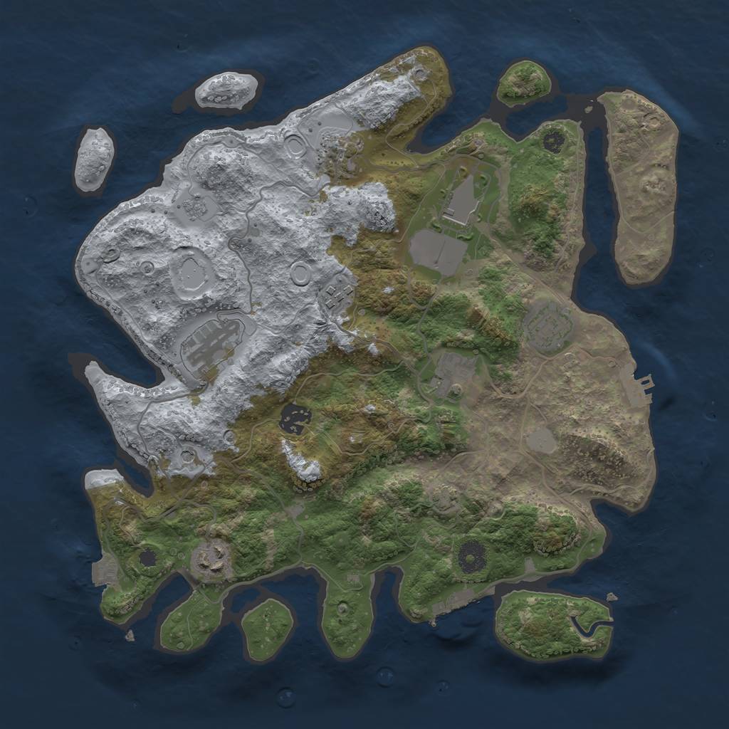 Rust Map: Procedural Map, Size: 3500, Seed: 2077, 16 Monuments