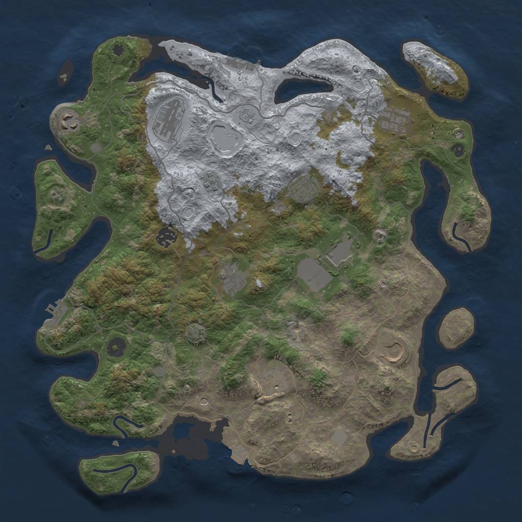 Rust Map: Procedural Map, Size: 4000, Seed: 64076715, 18 Monuments