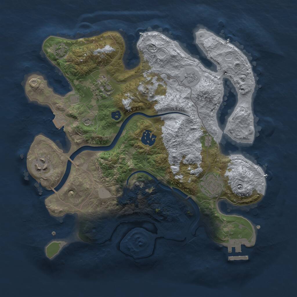 Rust Map: Procedural Map, Size: 3000, Seed: 18995, 10 Monuments