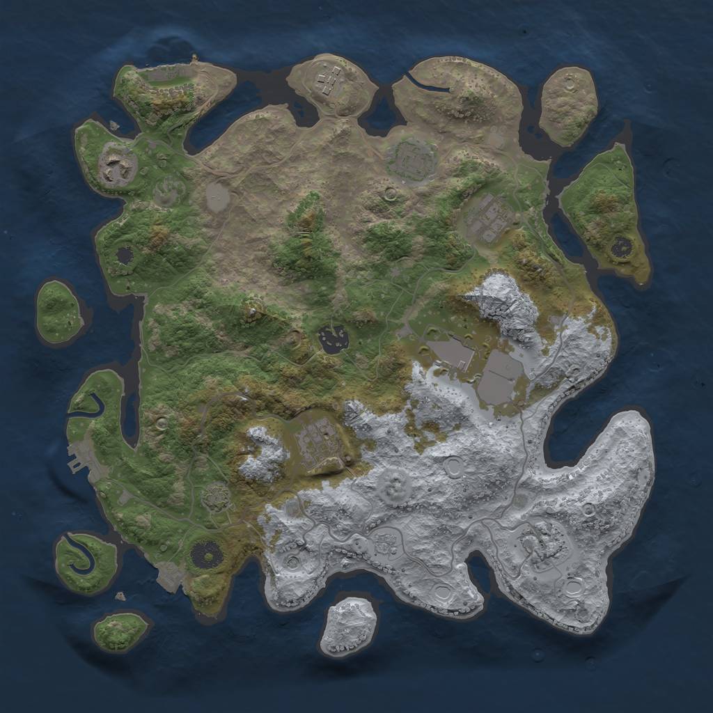 Rust Map: Procedural Map, Size: 3550, Seed: 8103086, 16 Monuments