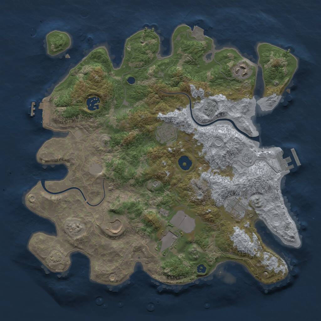 Rust Map: Procedural Map, Size: 3500, Seed: 109176223, 13 Monuments