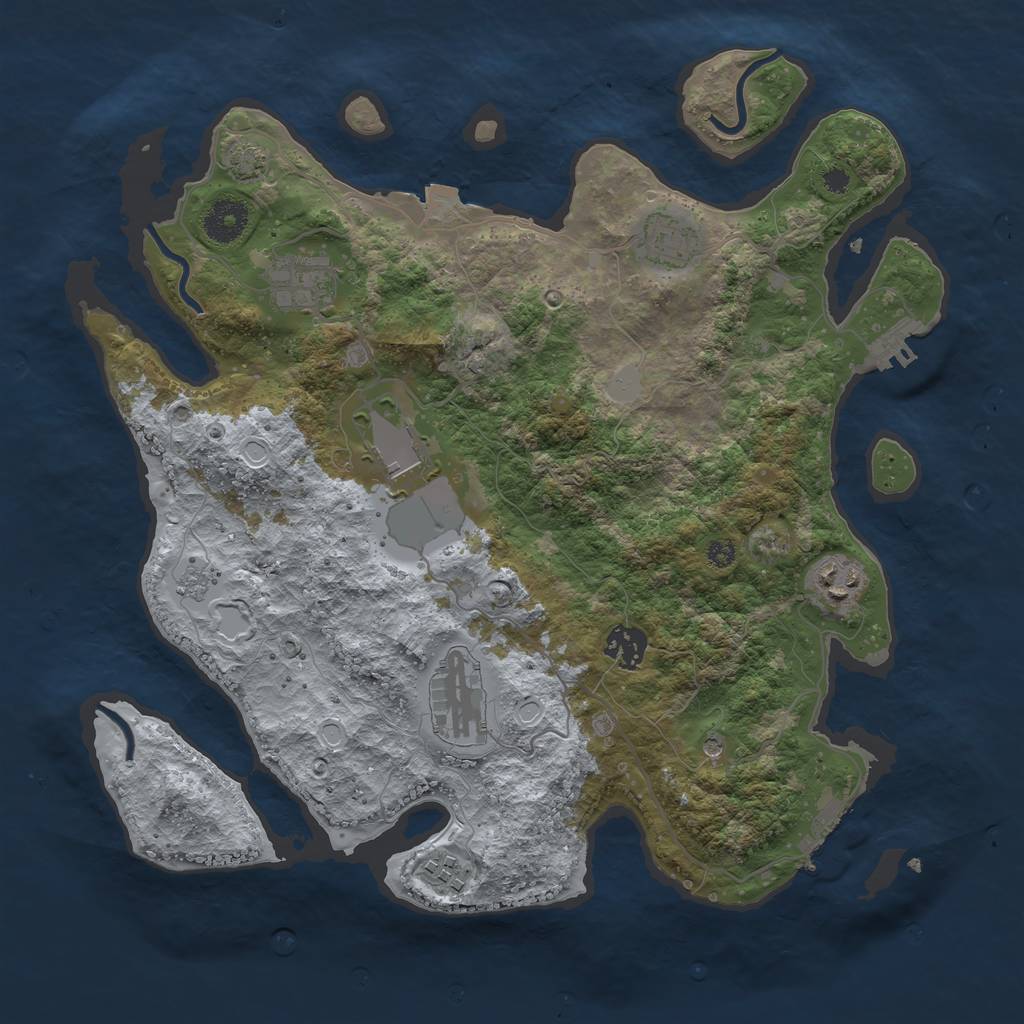 Rust Map: Procedural Map, Size: 3550, Seed: 6751364, 15 Monuments