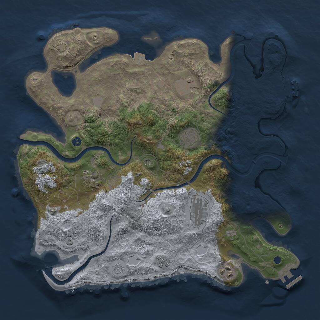 Rust Map: Procedural Map, Size: 3450, Seed: 96260591, 12 Monuments