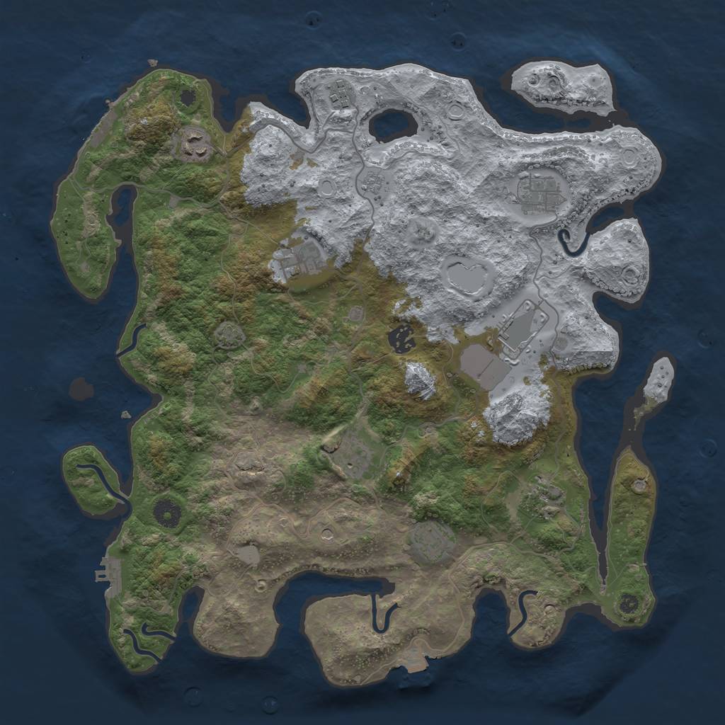 Rust Map: Procedural Map, Size: 3900, Seed: 65888015, 17 Monuments