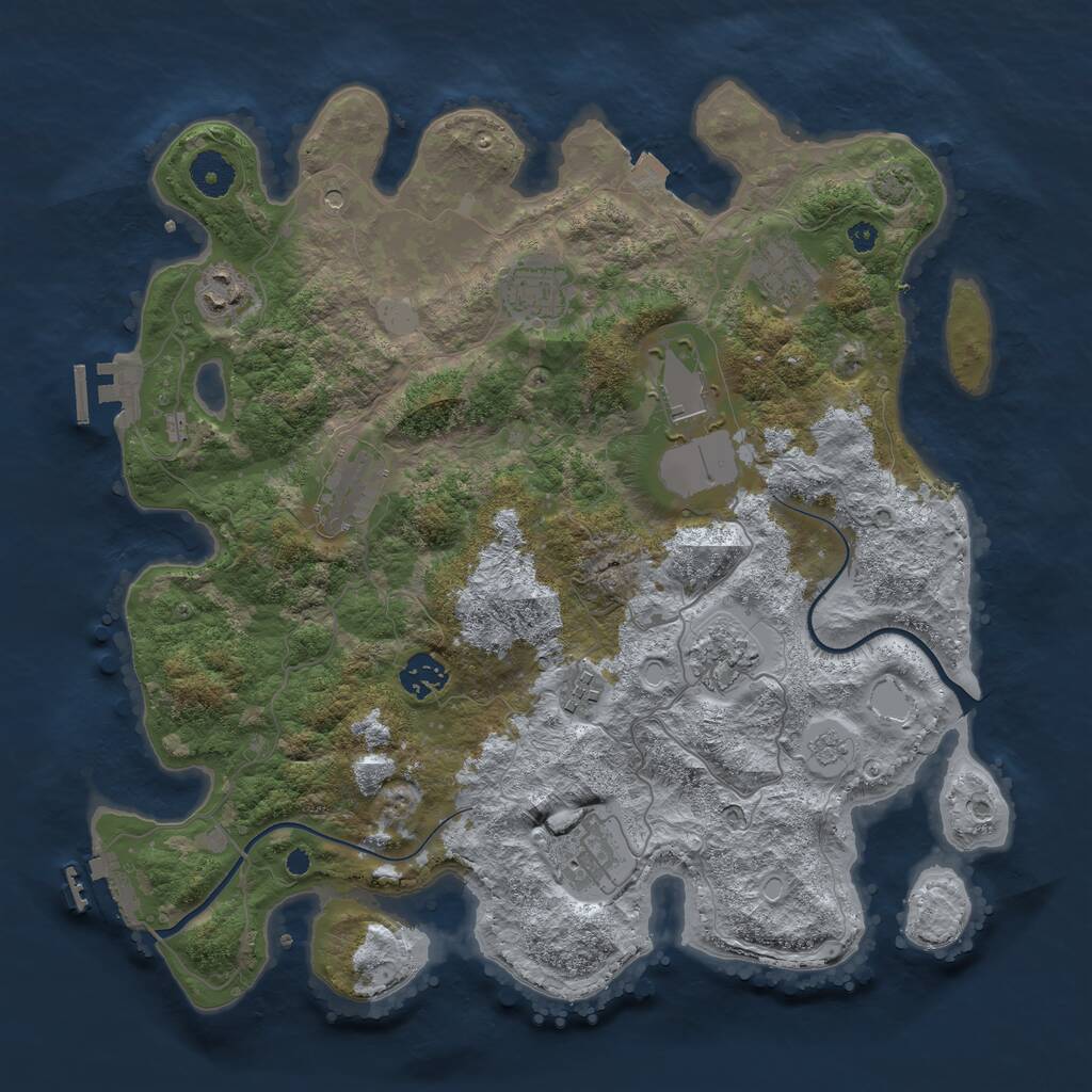 Rust Map: Procedural Map, Size: 3700, Seed: 15333174, 15 Monuments