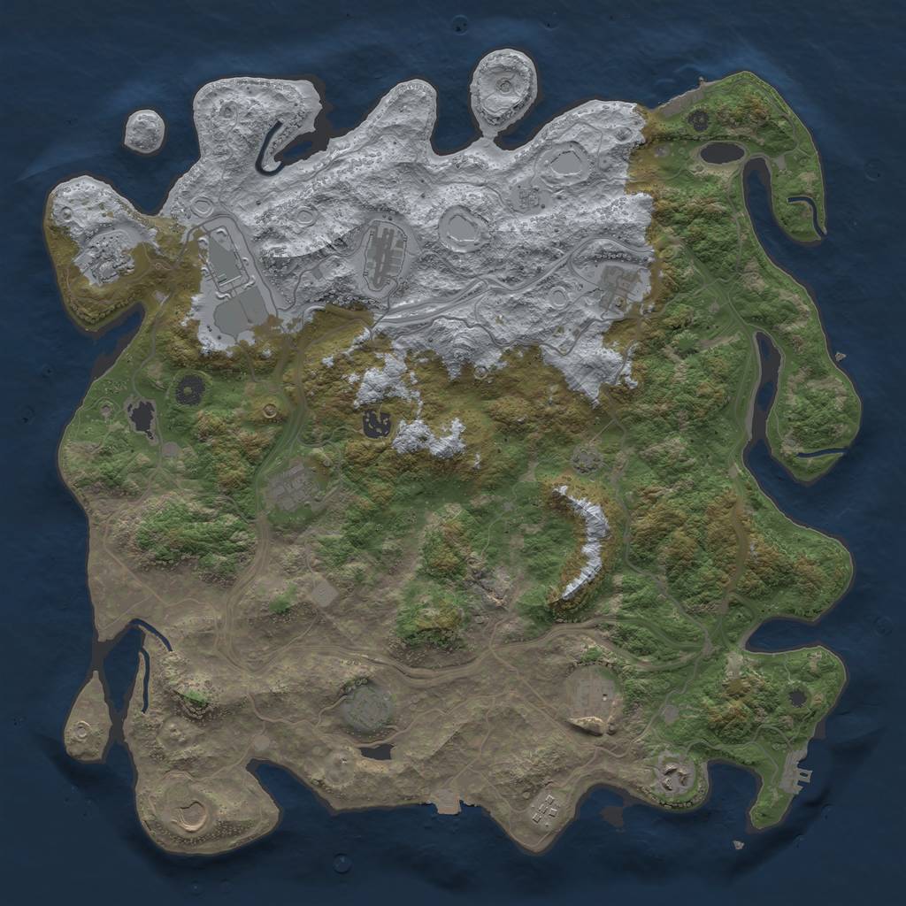 Rust Map: Procedural Map, Size: 4500, Seed: 54543, 19 Monuments