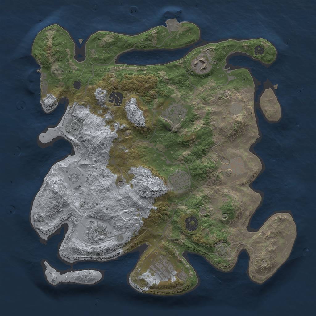Rust Map: Procedural Map, Size: 3250, Seed: 1853487647, 15 Monuments