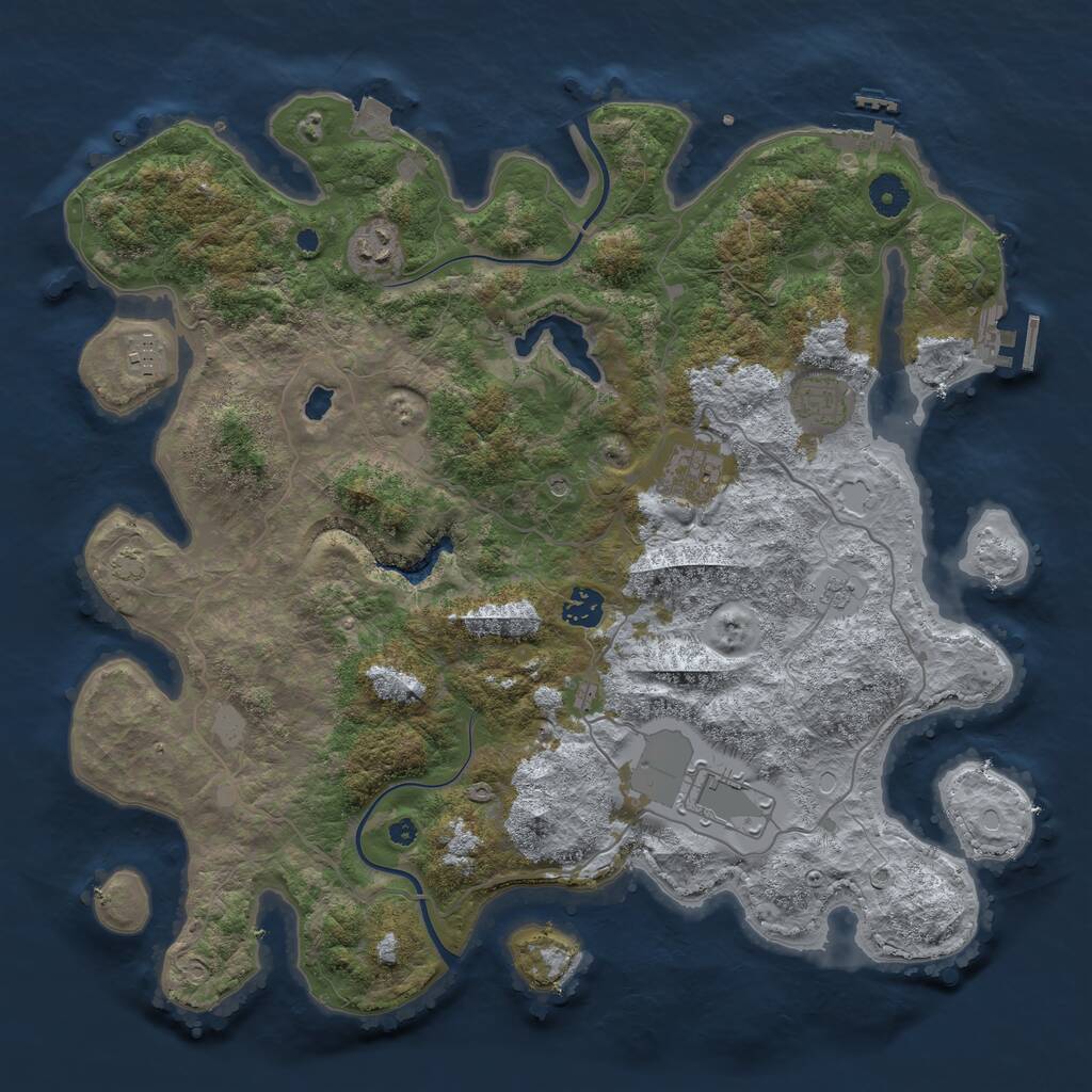 Rust Map: Procedural Map, Size: 4000, Seed: 3125551, 12 Monuments