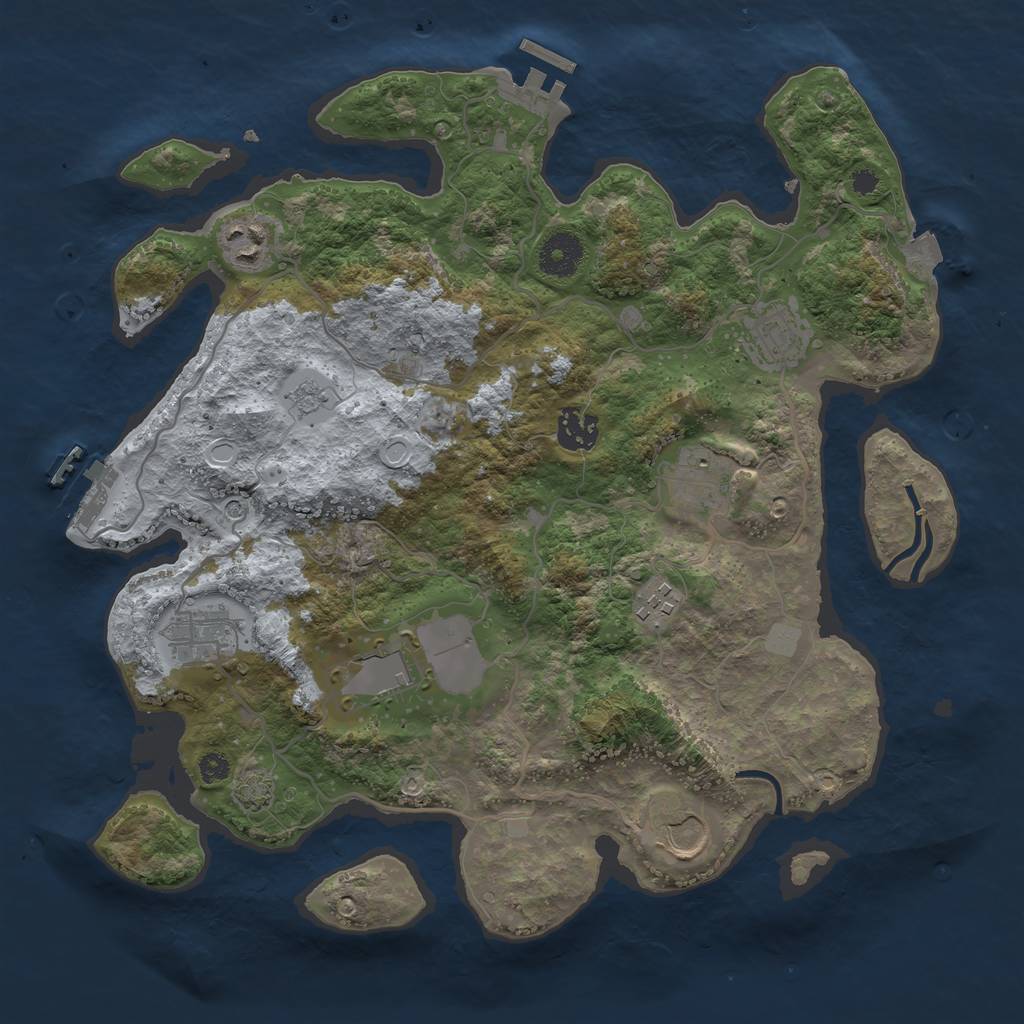 Rust Map: Procedural Map, Size: 3500, Seed: 1001769403, 16 Monuments