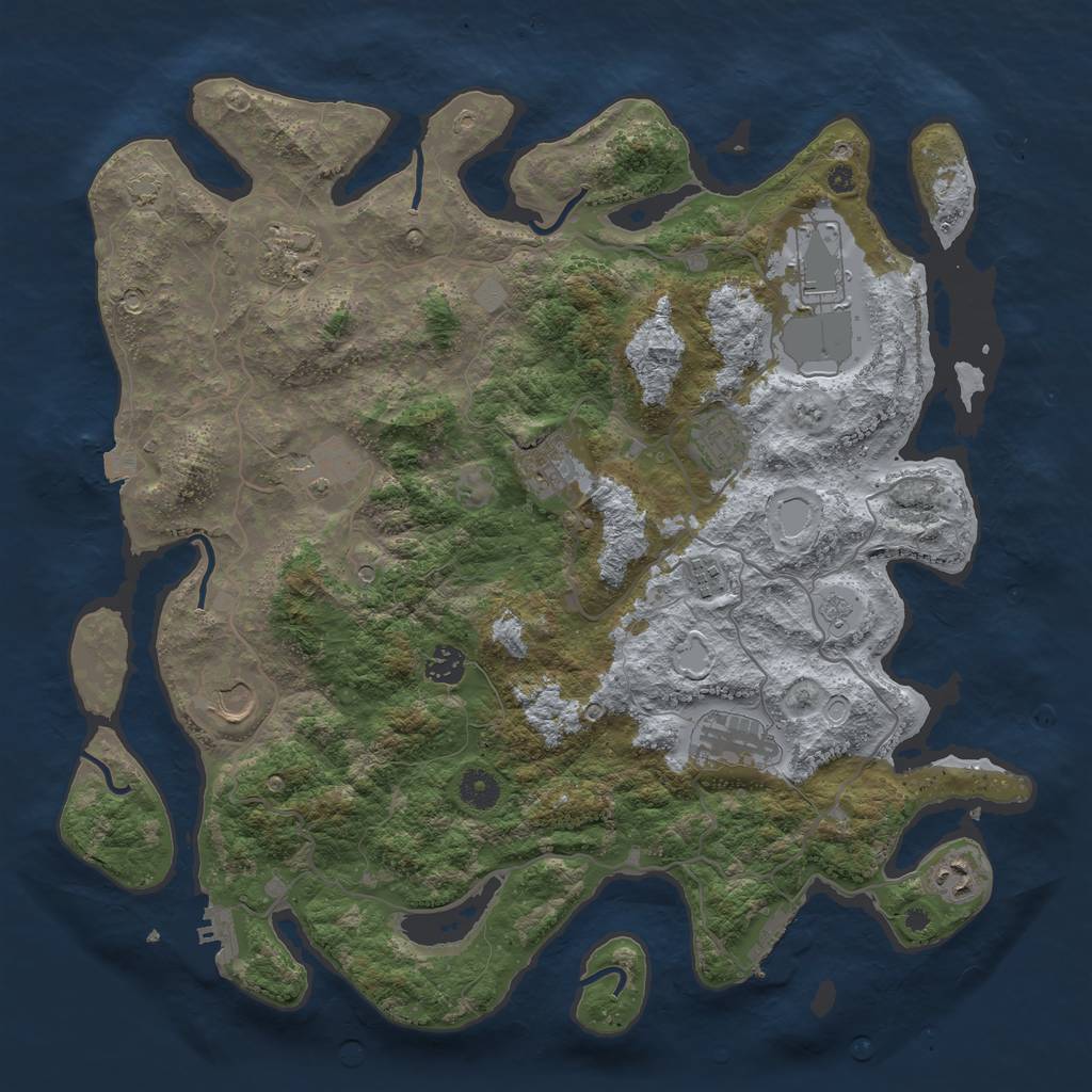 Rust Map: Procedural Map, Size: 4100, Seed: 51173514, 18 Monuments