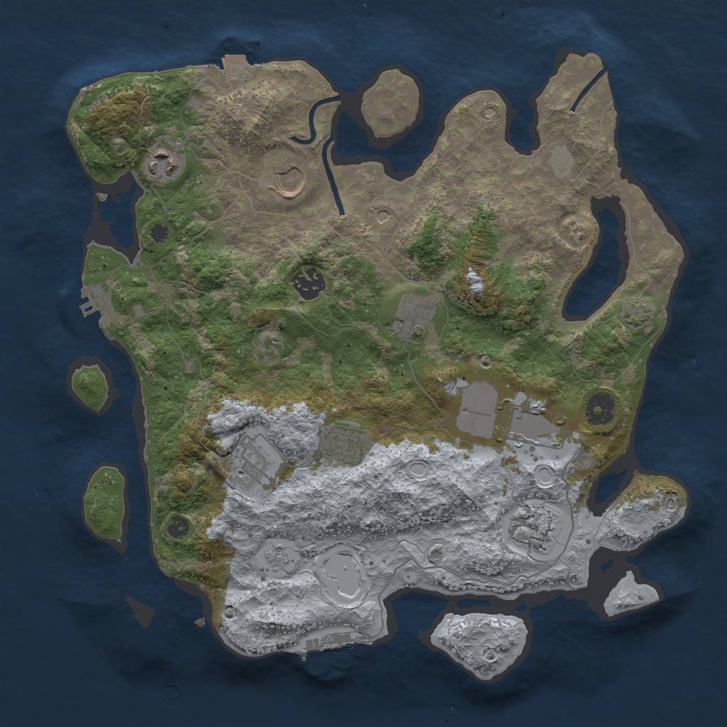 Rust Map: Procedural Map, Size: 3500, Seed: 90174363, 16 Monuments