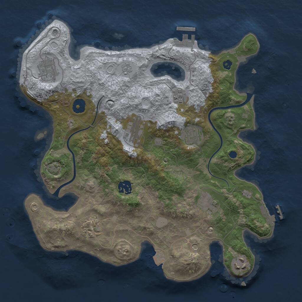 Rust Map: Procedural Map, Size: 3250, Seed: 634337851, 14 Monuments