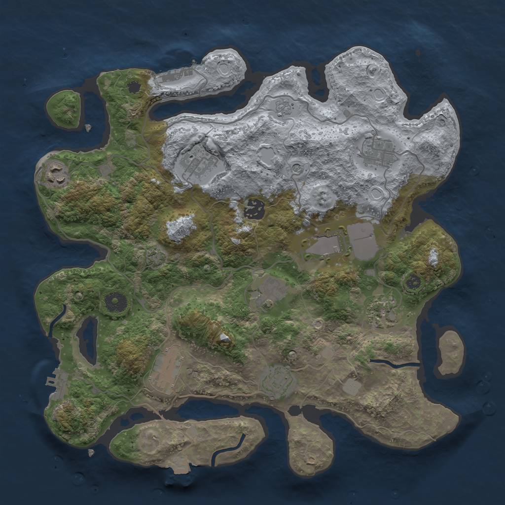 Rust Map: Procedural Map, Size: 3500, Seed: 46808401, 17 Monuments