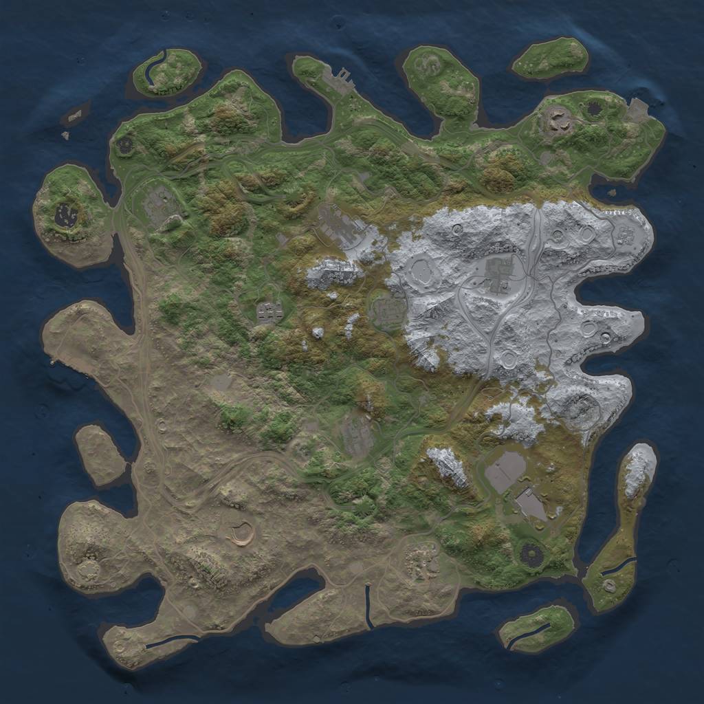 Rust Map: Procedural Map, Size: 4400, Seed: 93967775, 19 Monuments