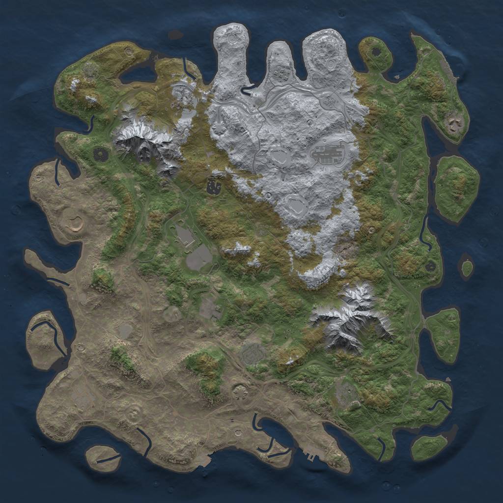 Rust Map: Procedural Map, Size: 5000, Seed: 24352864, 19 Monuments