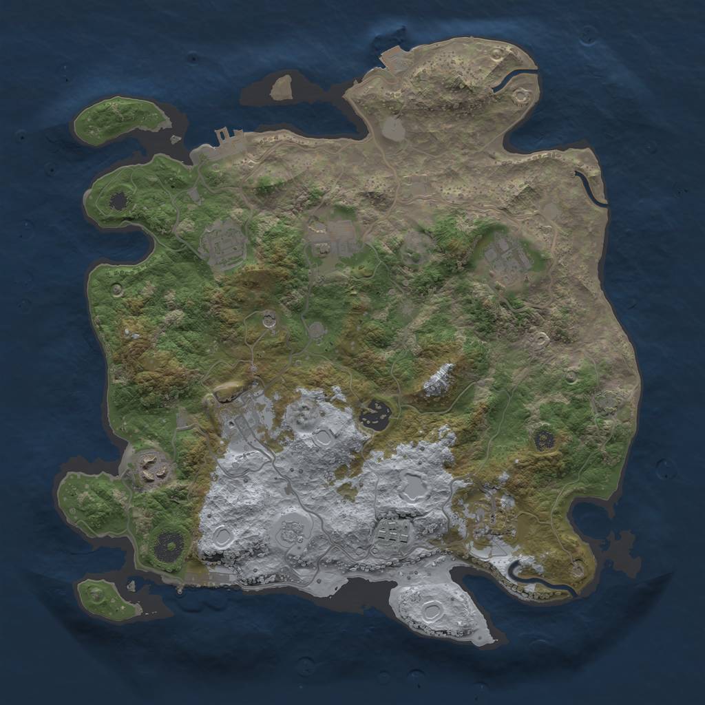 Rust Map: Procedural Map, Size: 3450, Seed: 40010794, 16 Monuments