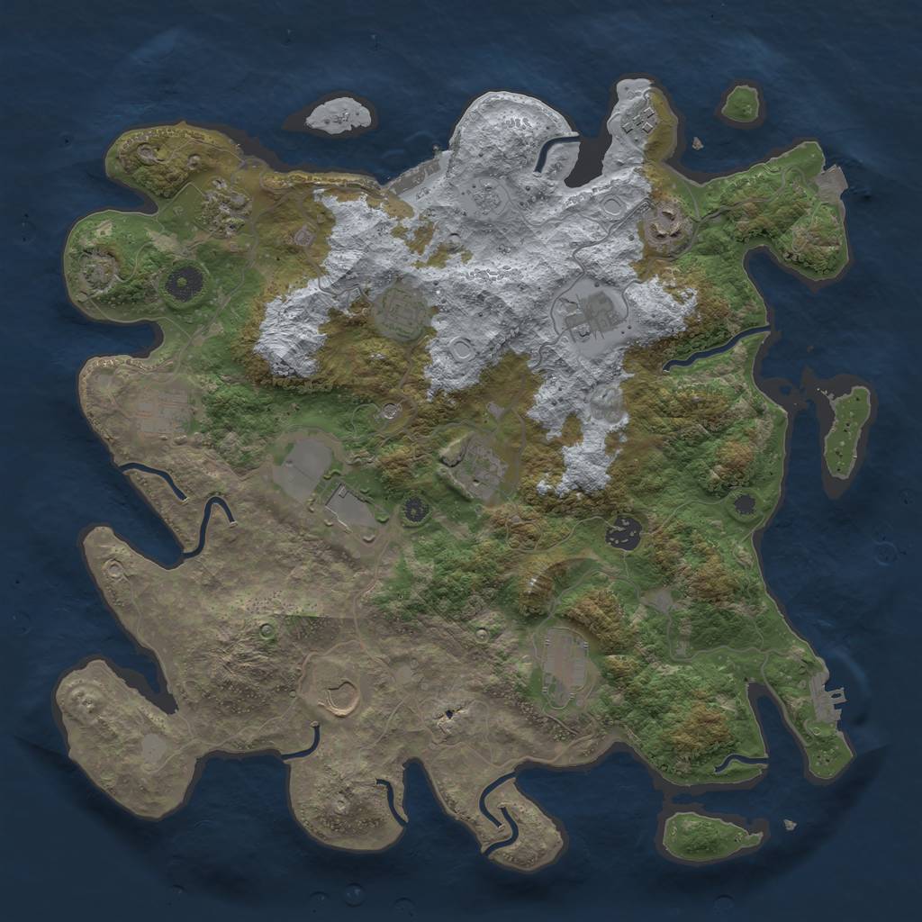Rust Map: Procedural Map, Size: 3950, Seed: 35571182, 19 Monuments