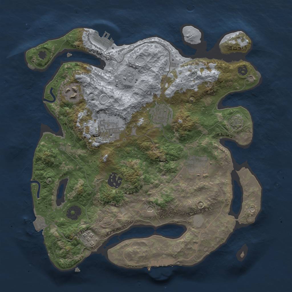 Rust Map: Procedural Map, Size: 3000, Seed: 1404742280, 14 Monuments