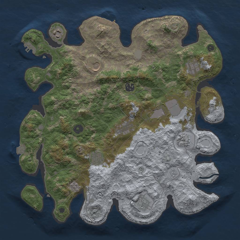 Rust Map: Procedural Map, Size: 3800, Seed: 56138535, 18 Monuments