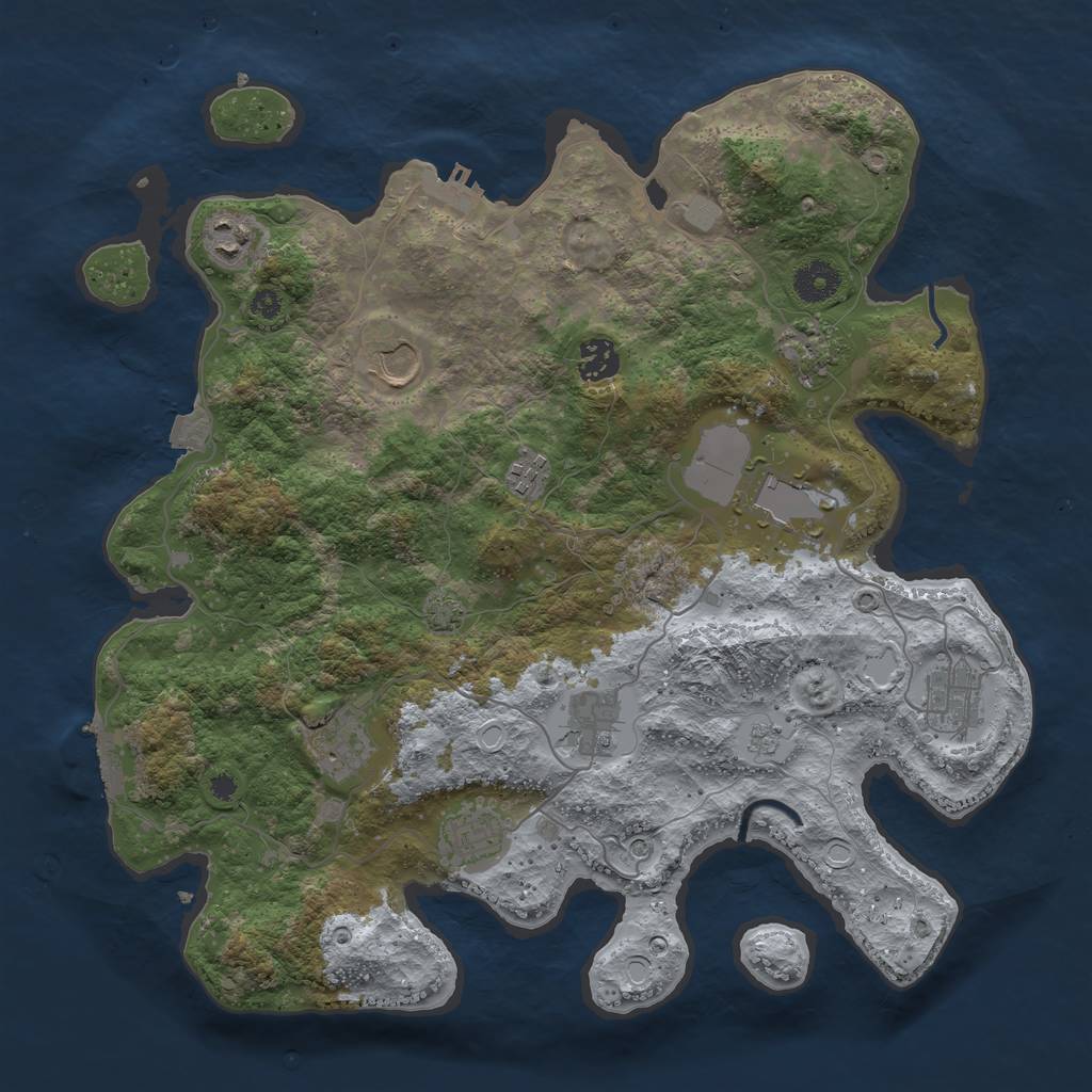 Rust Map: Procedural Map, Size: 3750, Seed: 11623538, 18 Monuments
