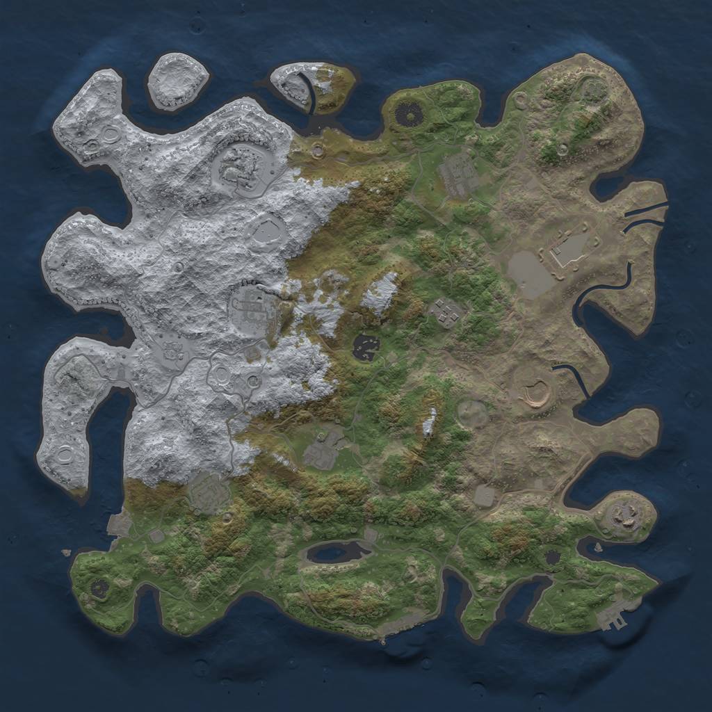 Rust Map: Procedural Map, Size: 3950, Seed: 48850867, 18 Monuments