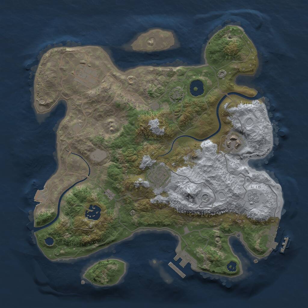 Rust Map: Procedural Map, Size: 3000, Seed: 1855351265, 10 Monuments