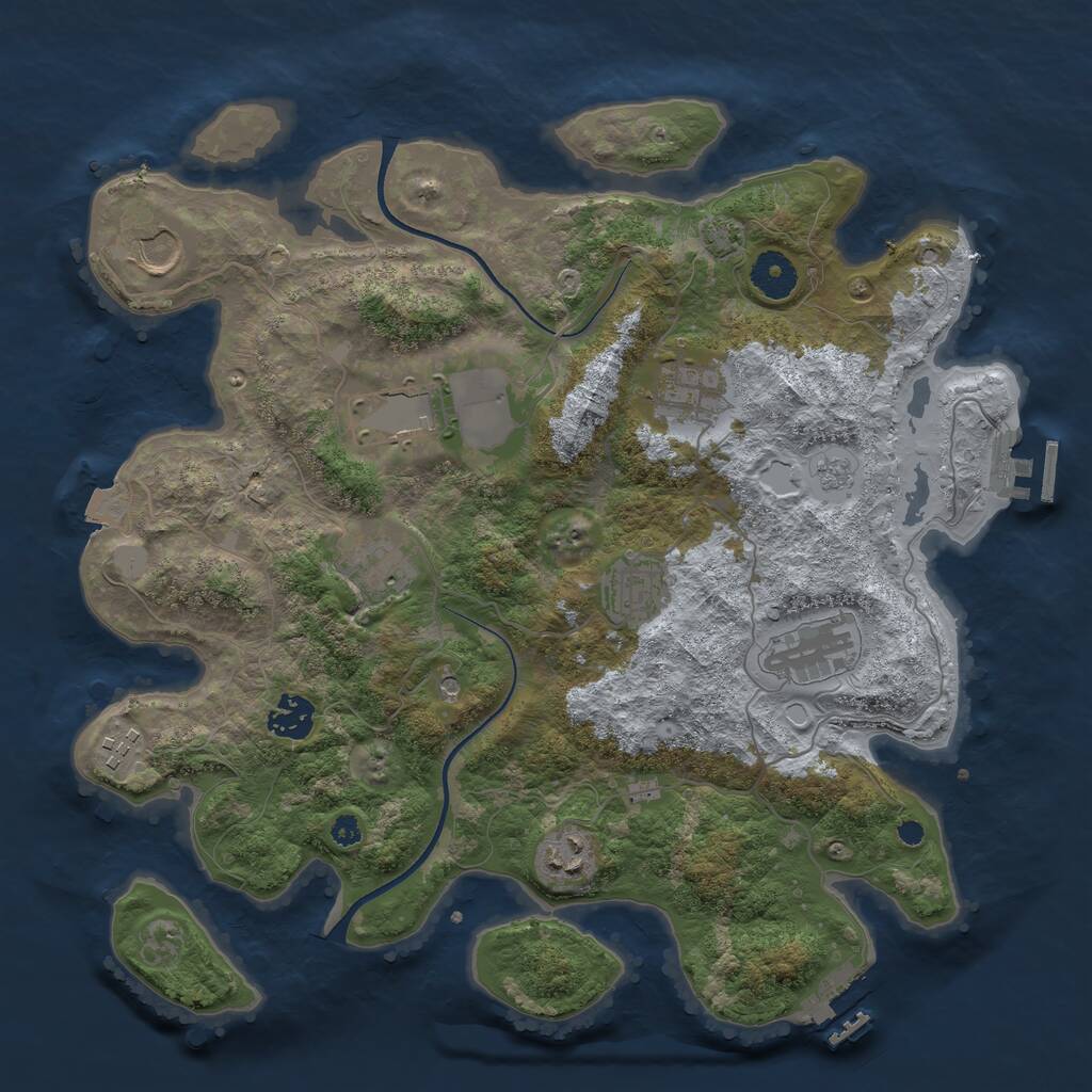 Rust Map: Procedural Map, Size: 3600, Seed: 86466864, 15 Monuments