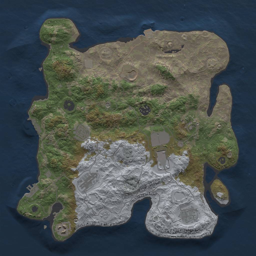 Rust Map: Procedural Map, Size: 3550, Seed: 89220666, 17 Monuments