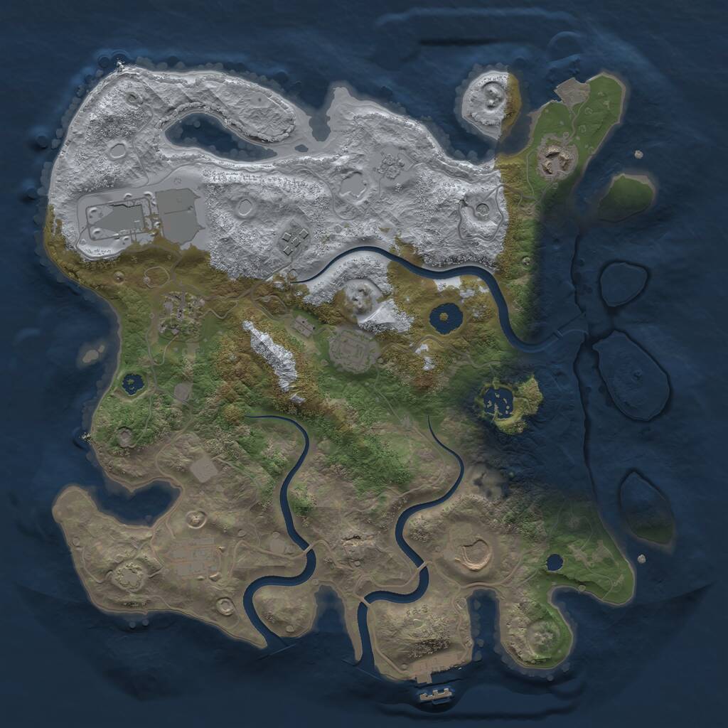 Rust Map: Procedural Map, Size: 3500, Seed: 634337851, 13 Monuments
