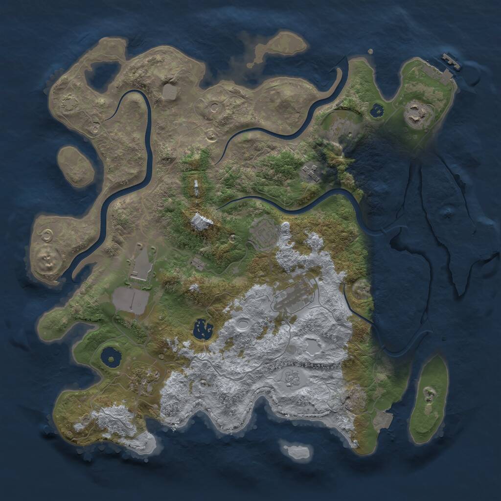 Rust Map: Procedural Map, Size: 3700, Seed: 20391718, 14 Monuments