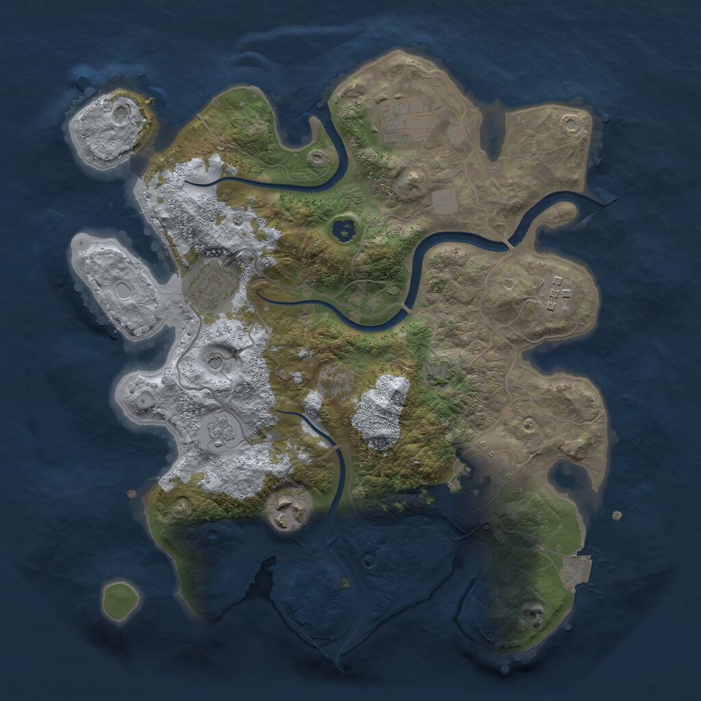Rust Map: Procedural Map, Size: 3000, Seed: 1935198472, 9 Monuments