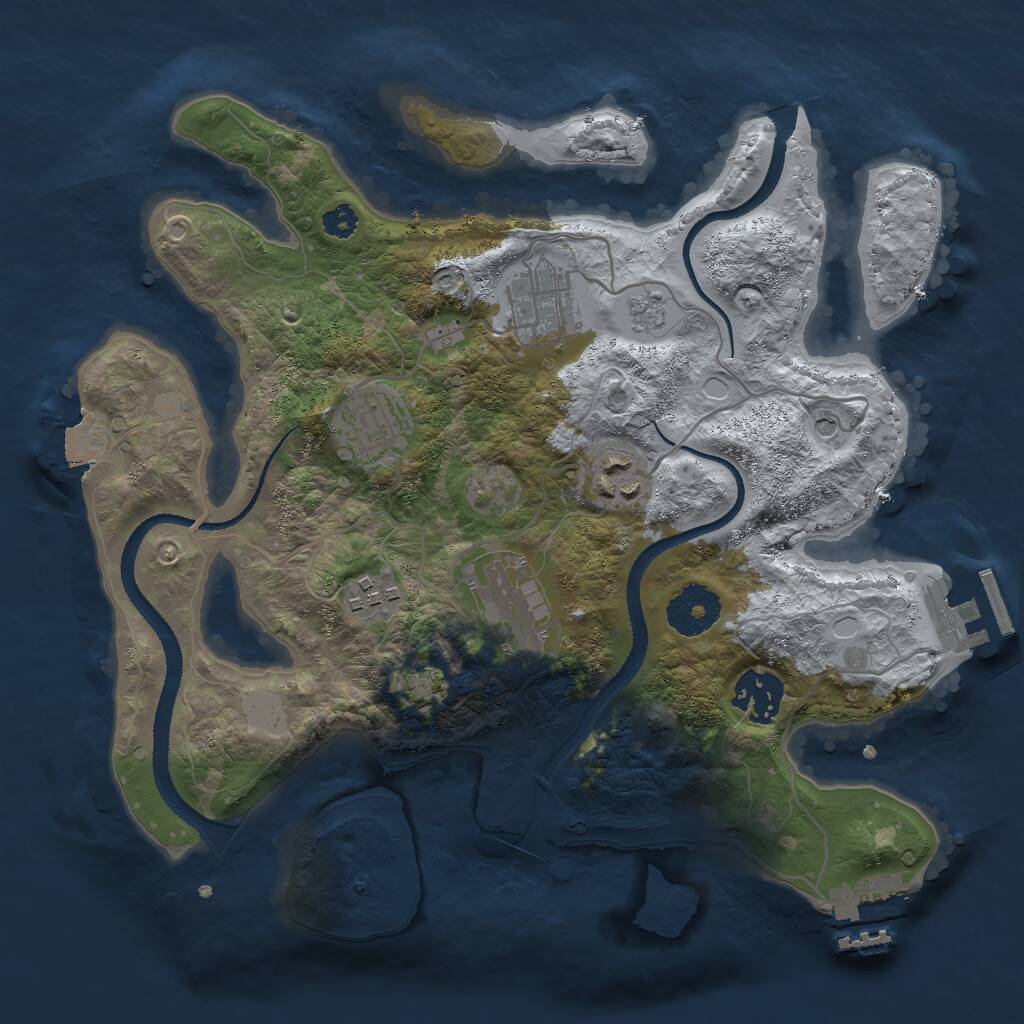 Rust Map: Procedural Map, Size: 3000, Seed: 1637153000, 12 Monuments