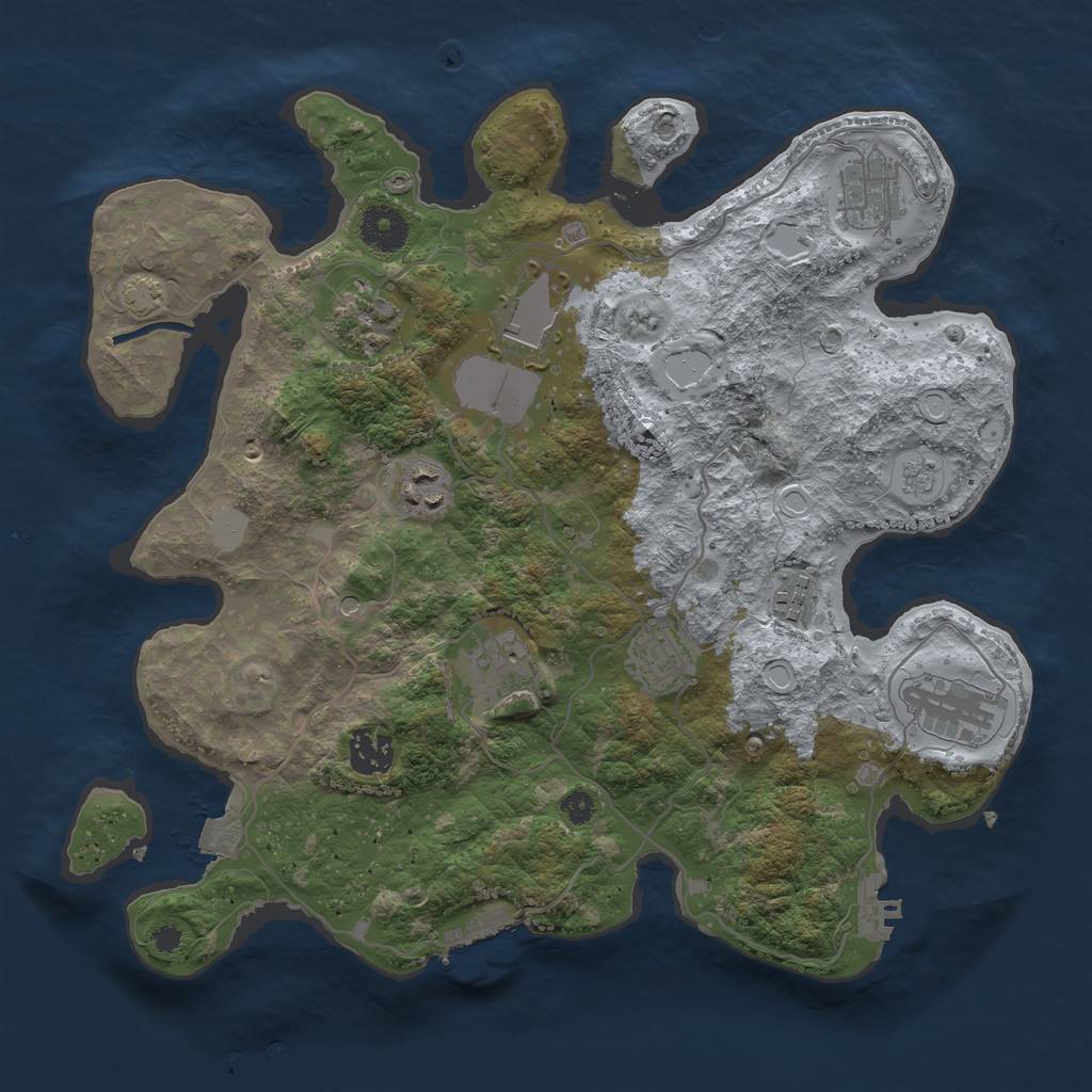 Rust Map: Procedural Map, Size: 3500, Seed: 505184753, 17 Monuments