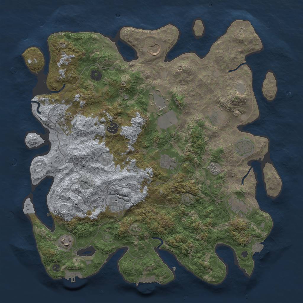 Rust Map: Procedural Map, Size: 4000, Seed: 1988953922, 19 Monuments