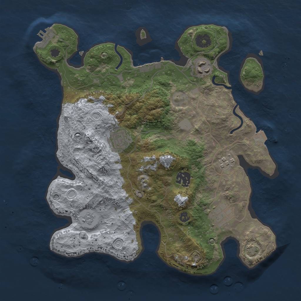 Rust Map: Procedural Map, Size: 3000, Seed: 7549620, 12 Monuments