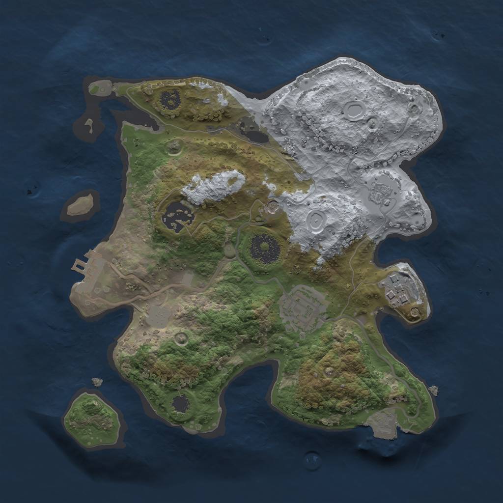 Rust Map: Procedural Map, Size: 2500, Seed: 340908, 9 Monuments