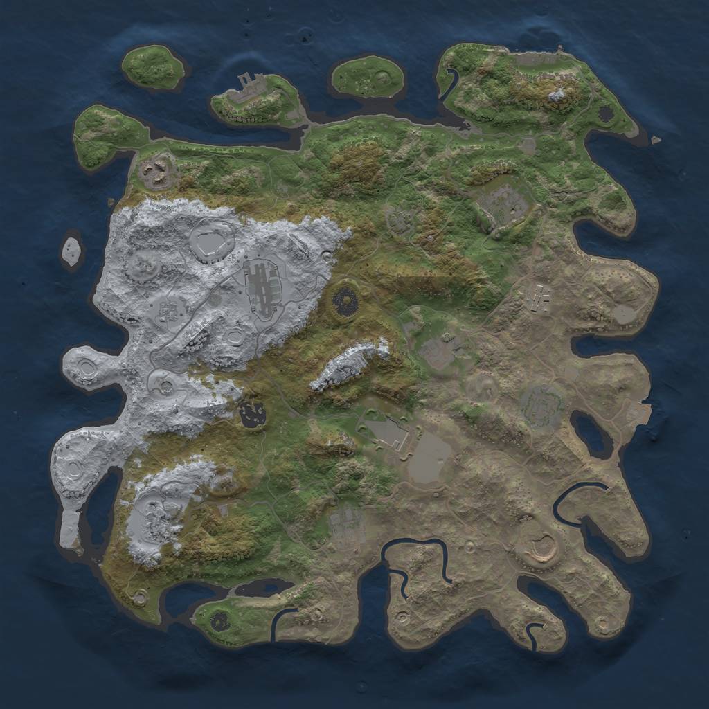 Rust Map: Procedural Map, Size: 3900, Seed: 81352155, 19 Monuments