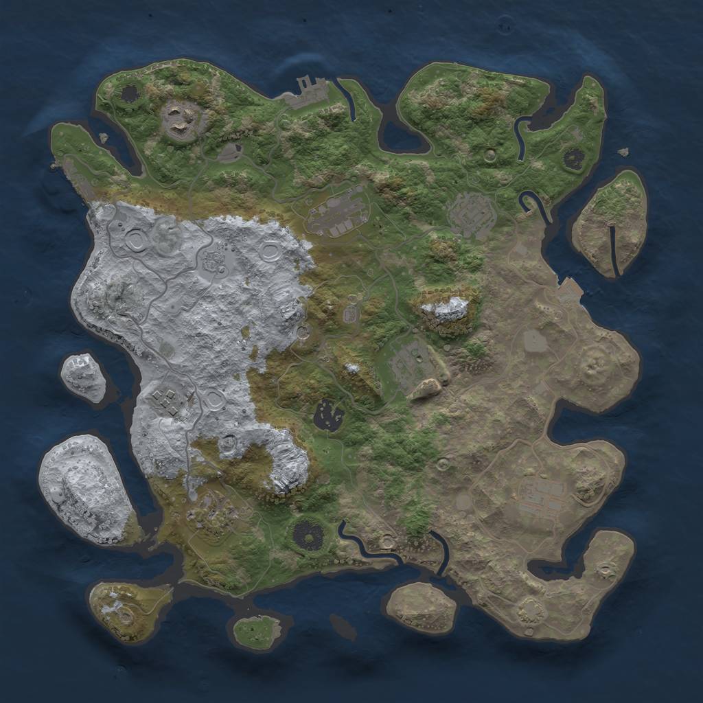 Rust Map: Procedural Map, Size: 3450, Seed: 91765237, 16 Monuments