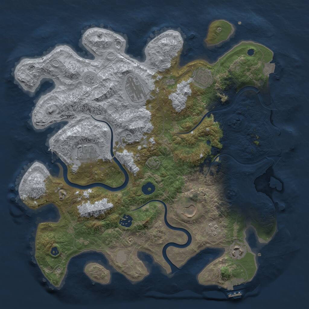 Rust Map: Procedural Map, Size: 3650, Seed: 62298316, 13 Monuments