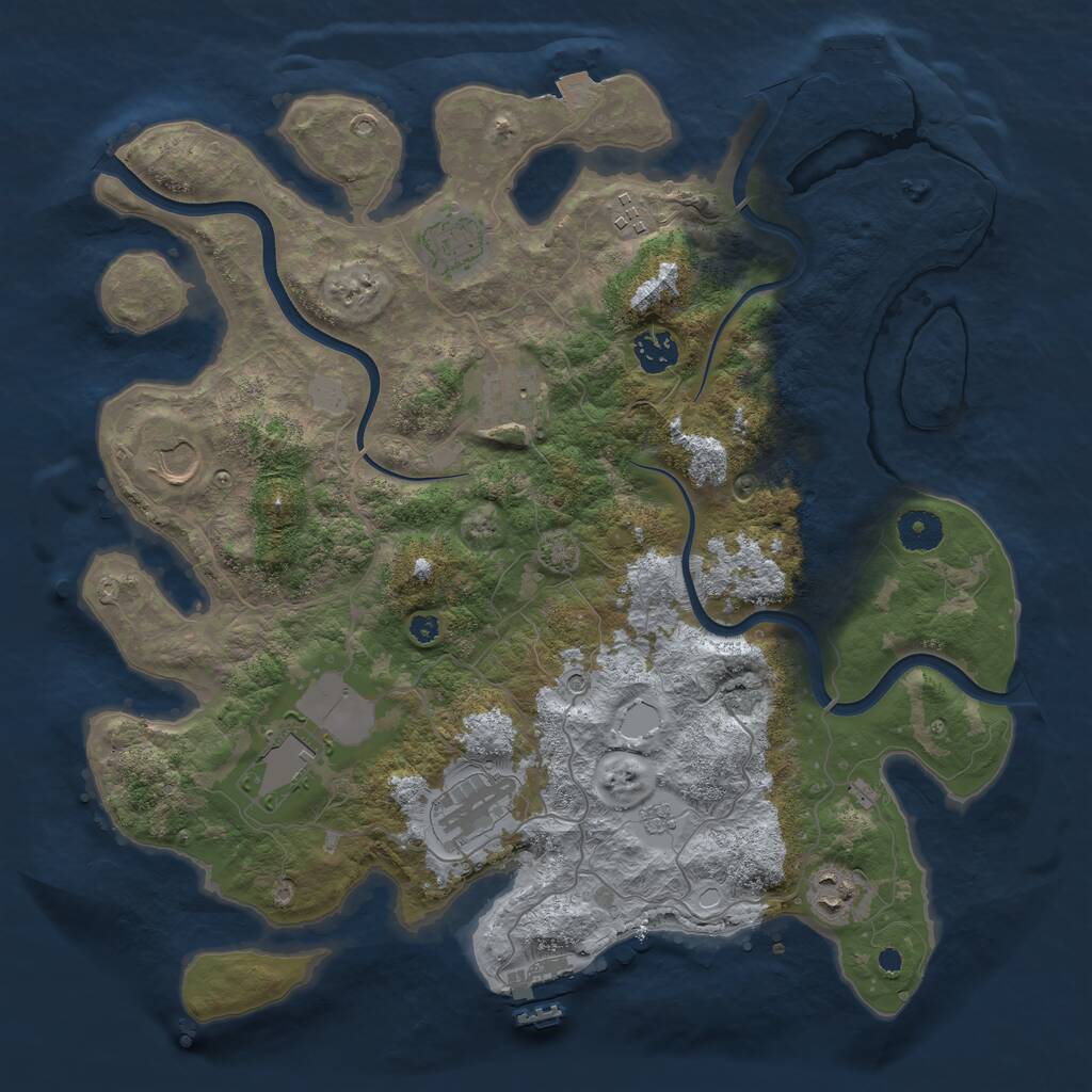 Rust Map: Procedural Map, Size: 3800, Seed: 89733850, 14 Monuments