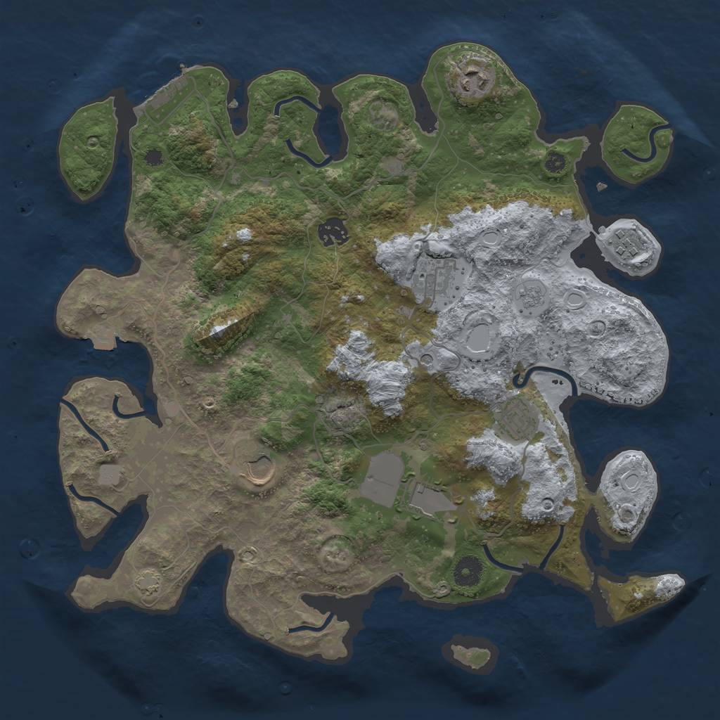 Rust Map: Procedural Map, Size: 3650, Seed: 37840484, 14 Monuments