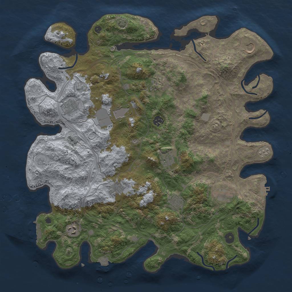 Rust Map: Procedural Map, Size: 4300, Seed: 38306176, 19 Monuments