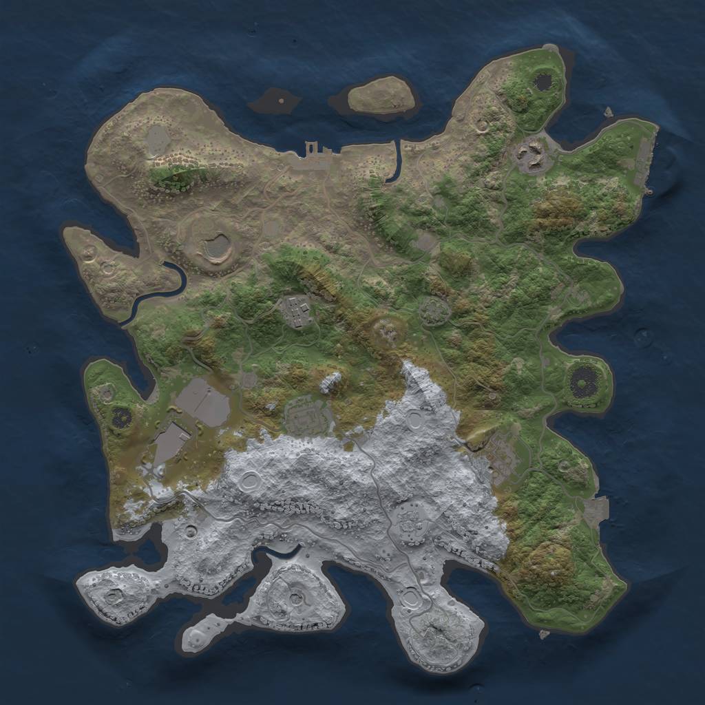 Rust Map: Procedural Map, Size: 3500, Seed: 75798800, 14 Monuments