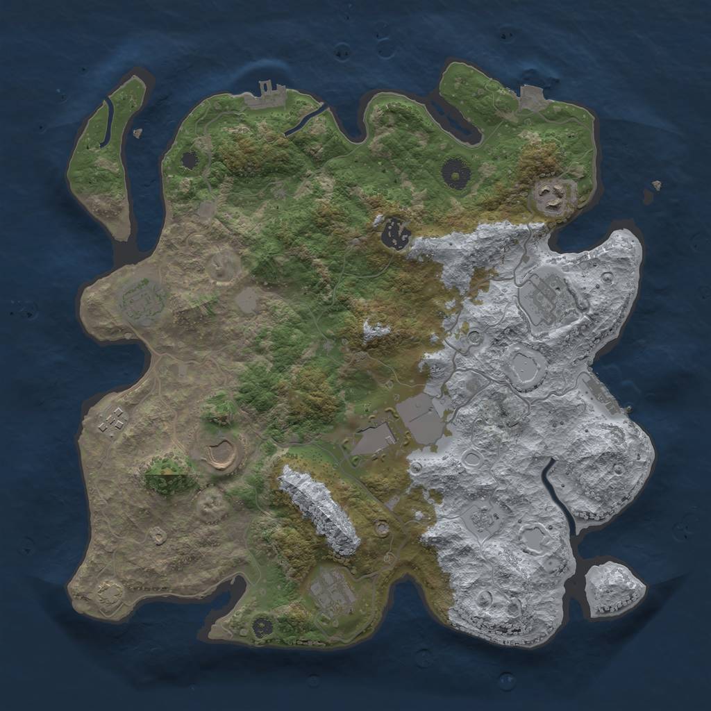 Rust Map: Procedural Map, Size: 3650, Seed: 71435798, 16 Monuments